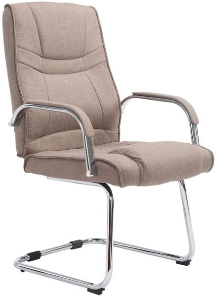 CLP 'Attila' Besucherstuhl mit Metallgestell und Armlehne, Taupe, Stoff