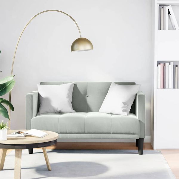 vidaXL Zweisitzer-Sofa Hellgrau 111 cm Samt 4100570