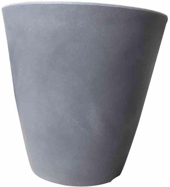Pflanzgefäß BILBAO grau Ø 35x20 cm aus rotationsgefertigtem Kunststoff in glatter Betonoptik – robust, wetterfest und mit Vorbohrungen für Wasserablauflöcher