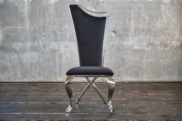 KAWOLA Stuhl AMALIA Esszimmerstuhl Barock Velvet schwarz 116 x 55 x 50 cm