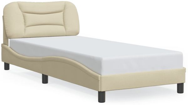 Einzelbettgestell Design für Erwachsene mit LED ohne Matratze Creme 80x200 cm Stoff d3517e