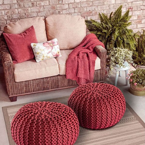 Amagohome Sitzhocker Pouf Outdoor ø 55 o. 45cm Bodenkissen Sitzpouf Hocker wetterfest pfleg