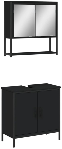 vidaXL 2-tlg. Badmöbel-Set Schwarz Holzwerkstoff 3214660