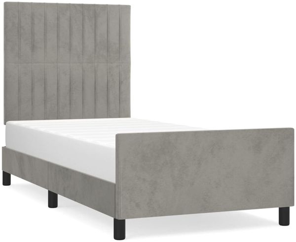 Einzelbettgestell Design für Erwachsene ohne Matratze Hellgrau 100x200 cm Samt d4863e