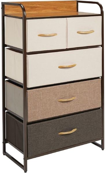 mDesign Kommode Schubladenschrank Aufbewahrung Metall Stoff Mehrfarbig Braun