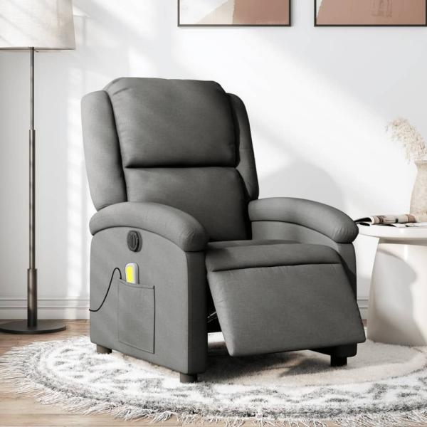 vidaXL Massagesessel Elektrisch Dunkelgrau Stoff 3204153