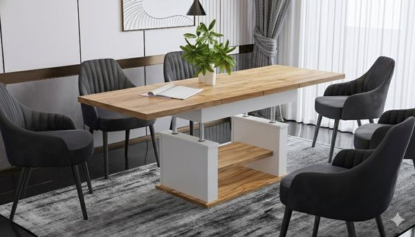 designimpex Couchtisch DA-666 höhenverstellbar ausziehbar 120/200 cm Esstisch Wohnzimmer, Funktionstisch, Wohnzimmertisch, Tisch, Esstisch, Sofatisch, Schublade