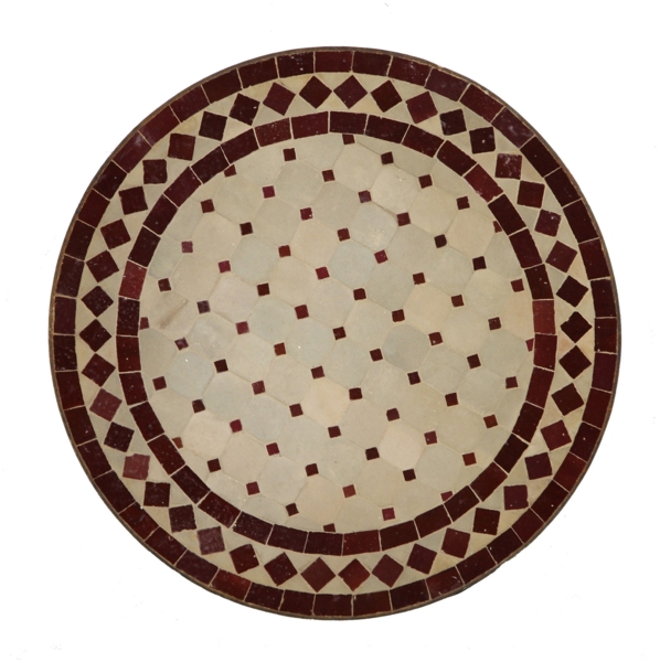 Mosaik-Beistelltisch Ø45 cm Bordeaux-Raute