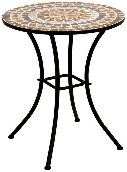 DEGAMO Bistrotisch LUCCA, 60cm rund, Stahl schwarz, Mosaik terracottafarben
