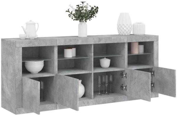 vidaXL Sideboard mit LED-Leuchten Betongrau 163x37x67 cm 3209075