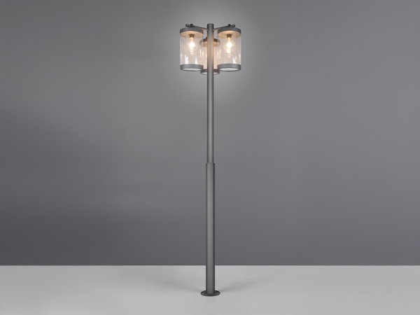 LED Straßenlaterne im Landhausstil, 3-flammig Anthrazit, Höhe 240cm