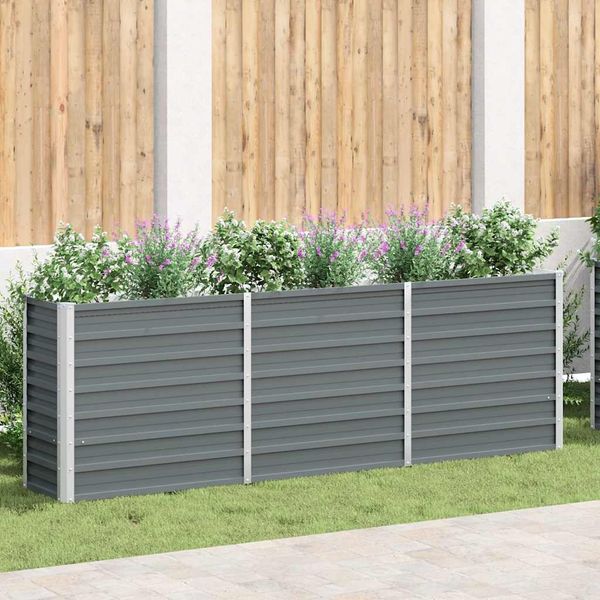 vidaXL Hochbeet Verzinkter Stahl 240x40x77 cm Grau 47040