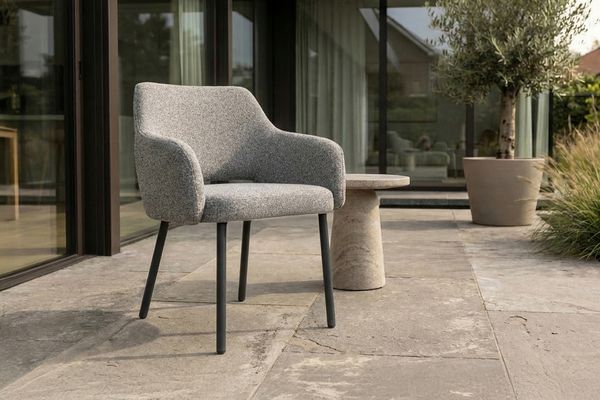 KAWOLA Gartenstuhl AMUR Outdoor Stoff grau 80 x 62 x 62 cm