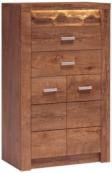 Lomadox Kommode INGENIO-161, Hochkommode Sideboard Highboard Wohnzimmerschrank modern in braun