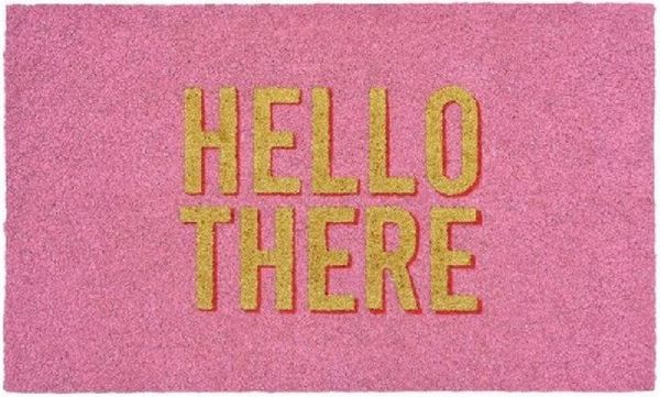 Giftcompany Fußmatte Fußmatte aus Kokosfasern Hello There Glitzer Rosa (75x45cm)