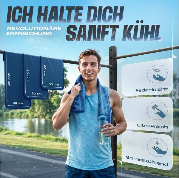 NirvanaShape Handtücher Kühl-Tuch eiskalt mit sofortiger Kühlwirkung kühlendes Handtuch, sofortiger Kühlwirkung, ultraleicht, Ideal für Sport & Freizeit
