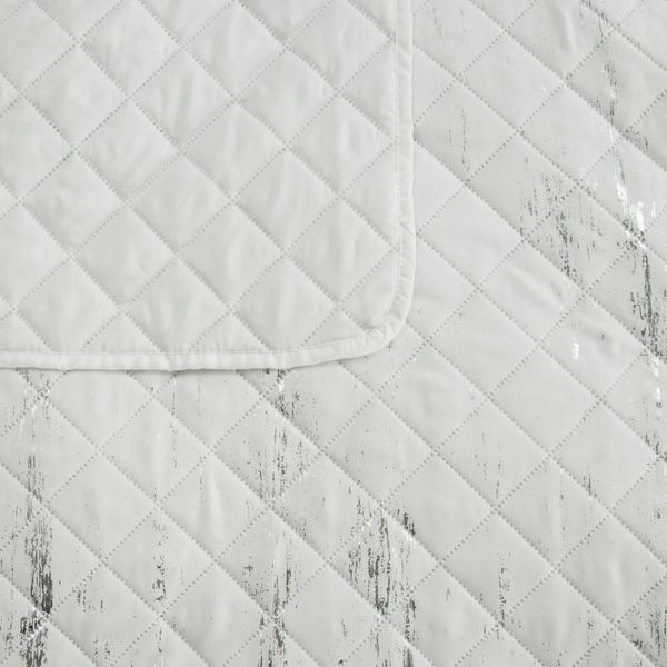 Design91 Tagesdecke Microfaser Decke Steppdecke Überwurf Gesteppte Karomuster, mit silbernem, dekorativem Muster