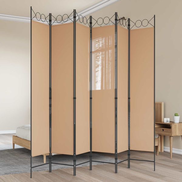 vidaXL 6-teiliger Raumtrenner Beige 240 x 220 cm Stoff 42039206