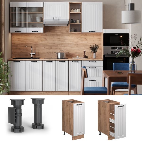 Apothekerschrank Fame-Line Weiß Landhaus 30 cm , AP Anthrazit Vicco Bild 4