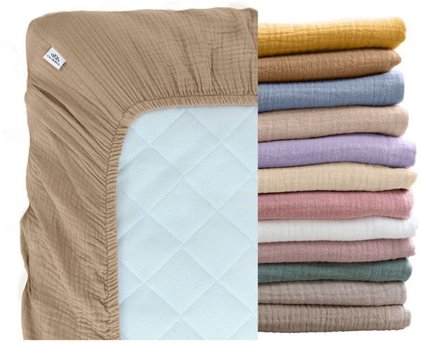 lilimaus Spannbettlaken Musselin Spannbettlaken Baby 60x120 70x140 - Bettlaken Babybett, (1 Stück), Kinderbettlaken 100% Baumwolle, atmungsaktiv für Babybett