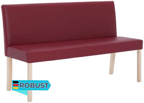 Sitzbank PHIL 139,5 cm Weinrot Kunstleder | Küchenbank Esszimmerbank Flurbank mit Rückenlehne