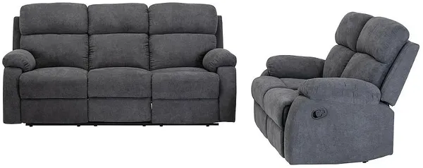 Vente-unique - TOLZANO Couchgarnitur Stoff Grau - B 96 cm x H 100 cm x L 201 cm146 cm Bild 2