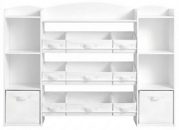 SONGMICS Kinderregal mit 4 offenen Fächern, Kinderregal, 9 mittlere und 2 seitliche Boxen, 30 x 143,8 x 104 cm, weiß Bild 4