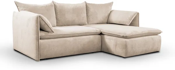 Vente-unique - Ecksofa mit Schlaffunktion - Ecke Links - Cord - Hellgrau - TEODORA