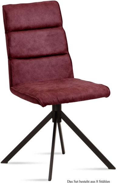 Esszimmerstuhl (8er-Set) Drusy 47x92x60 Schwarz/Marsala