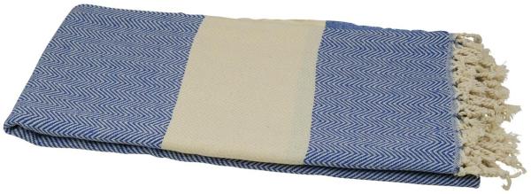 Hamamtuch blau naturbeige Zickzack