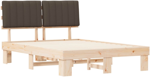 vidaXL Bettgestell mit gepolstertem Kopfteil Taupe 135x190 cm 877502 Bild 3