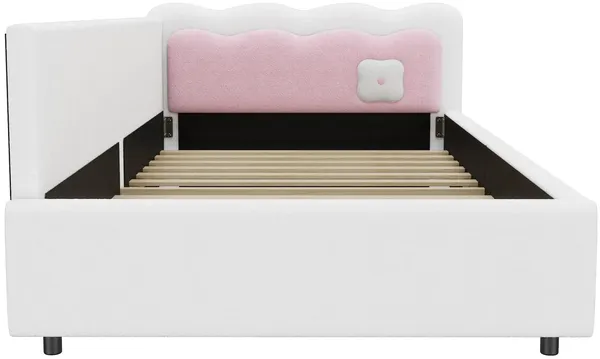 Schlafsofa mit LED-Beleuchtung und Lattenrost, 90x200 cm, Polsterbett, Einzelbett, Jugendbett, Vlies Bild 7