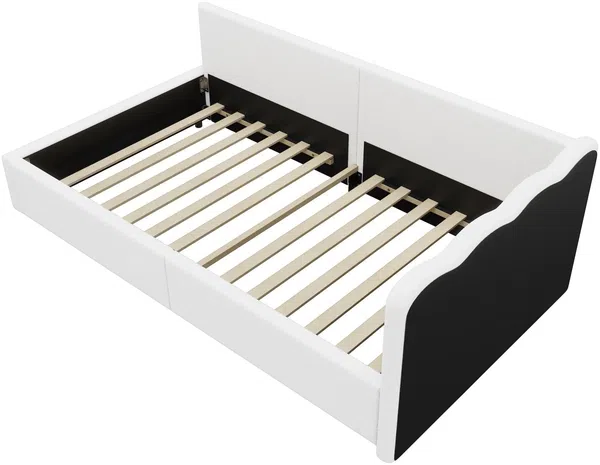 Schlafsofa mit LED-Beleuchtung und Lattenrost, 90x200 cm, Polsterbett, Einzelbett, Jugendbett, Vlies Bild 9