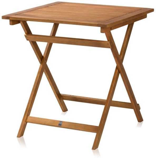 KHG Klapptisch Gartentisch 70x70 cm, klappbar, bis 75 kg belastbar (Outdoor-Tisch), aus Eukalyptus-Holz, zum Schutz geölt, FSC-Zertifiziert