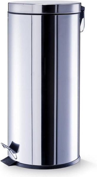 Dekoleidenschaft Mülleimer Edelstahl silber, 30L Treteimer Ø 29x66 cm, Abfalleimer mit Inneneimer, Deckel und Fußpedal für Küche, Bad oder Büro