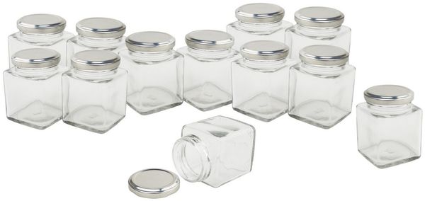 VBS XXL Einmachglas, Glas, eckig, 12 Stück