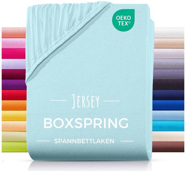 Carpe Sonno Spannbettlaken Boxspringbett Wasserbett Jersey 180x200 180x220 200x200 200x220, Jersey, Gummizug: rundum, (1 Stück), Bettlaken Baumwolle Matratzenbezug hohe Matratzen bis 32cm