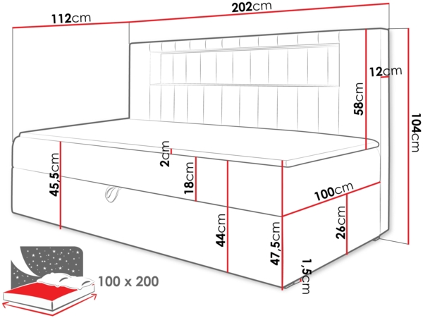 Boxspringbett 'Gladino Junior 2' grün 100x200 cm Bild 5