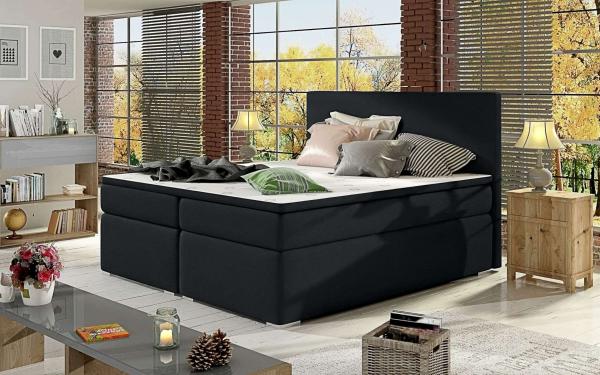 99rooms Mercury Boxspringbett Schwarz Velours KRONOS 160x200 cm