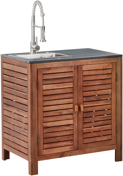 Outdoor-Küchenschrank mit Spüle BRUCOLI Akazienholz Braun Silber