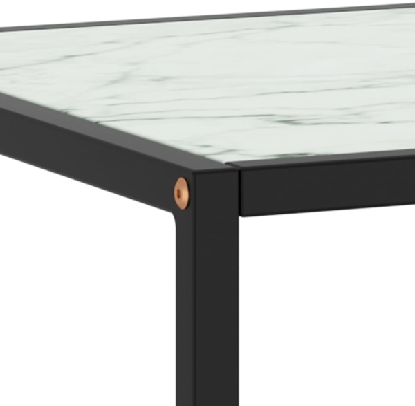 vidaXL Couchtisch Schwarz mit Weißem Glas Marmor-Optik 90x90x50 cm 322913 Bild 3