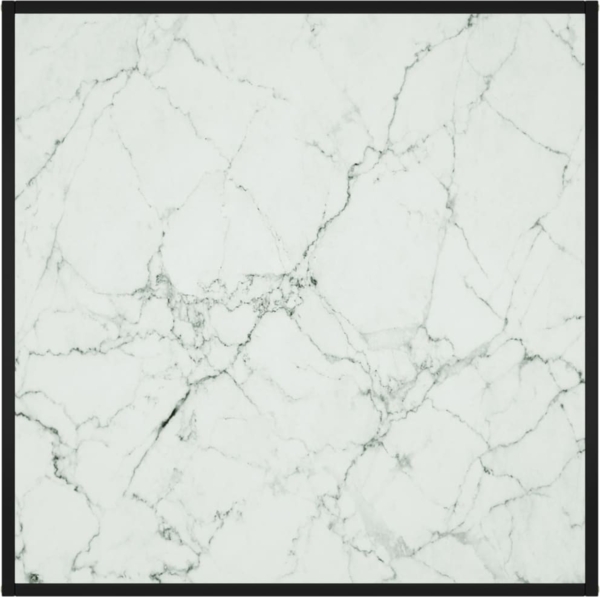 vidaXL Couchtisch Schwarz mit Weißem Glas Marmor-Optik 90x90x50 cm 322913 Bild 2