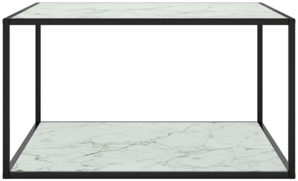vidaXL Couchtisch Schwarz mit Weißem Glas Marmor-Optik 90x90x50 cm 322913