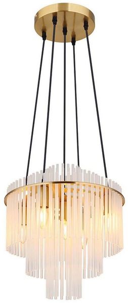 GLOBO LIGHTING Kronleuchter, Leuchtmittel nicht inklusive, Kronleuchter Hängelampe Pendelleuchte 5-Flammig E14 Glasstäbe H 120 cm