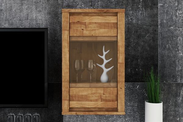 Hängevitrine Wandschrank MAISON Eiche massiv 45 x 76 x 35 cm