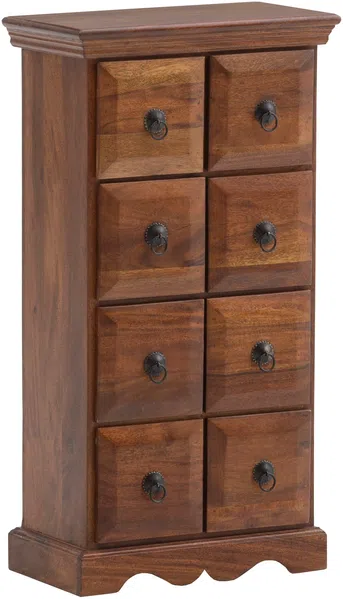 Kommode Schubladenkommode Massivholz Akazie braun 8 Schubladen schmale Kommode 42x82x25 cm massivum Merlow Flur Wohnzimmer rustikal