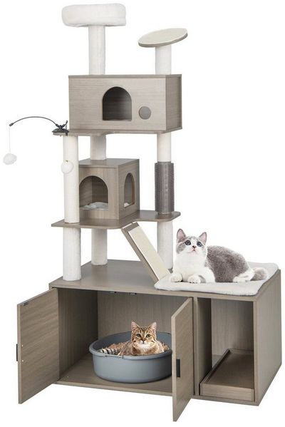 COSTWAY 2-in-1 Katzenbaum mit 2 Häusern