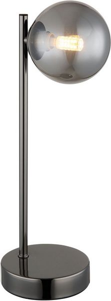 OTTO home Tischleuchte Aivven, Metall schwarz-chromfarben, rauchfarbenes Glas, ohne Leuchtmittel, Wippschalter am Kabel, 150 cm Kabellänge, 1x LED exkl, Ø 12cm