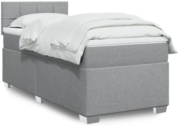 Boxspringbett mit Matratze, Stoff, Viereckige, grauer Fuß, Hellgrau, 80 x 200 cm, true