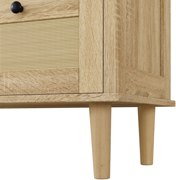 Schrank mit Rattangeflecht 80x40x80 cm, Kommode Holzfarbe, 4 Schubladen, Massivholzbeine Bild 9